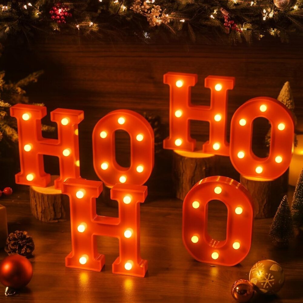 Christmas Letter Lights Sign Table Decorations Christmas LED Light up Letters Ba